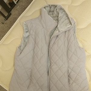 Weatherproof, reversible, insulated, gray vest